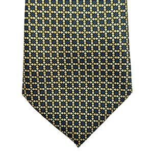 Rene Chagal Men's Handmade Necktie Tie Myung Ju Silk Navy Blue Tan 59x4"